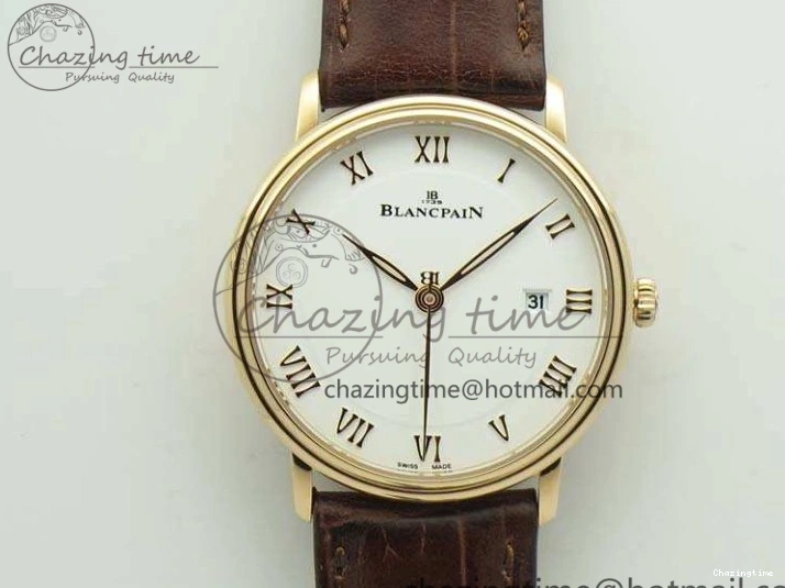 0328 Villeret 6651 RG ZF 1:1 Best Edition White Dial On Brown Leather Strap A Unique 8097
